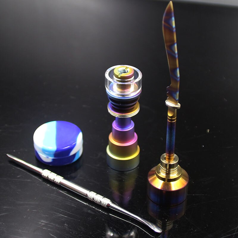 κ ƼŸ  κ ÷ ƼŸ ƮƮ Į Carb Cap Dab Tool Dabber Silicone Jar/Rainbow Titanium Nail Rainbow Color Titanium straight sword Carb Cap Dab Too